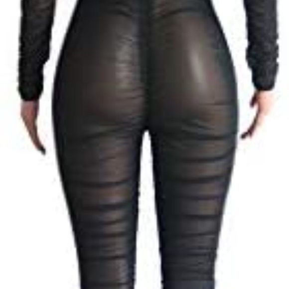 Women OnePiece Outfits Mesh Sheer Bodycon Jumpsuit - Picture 7 of 10